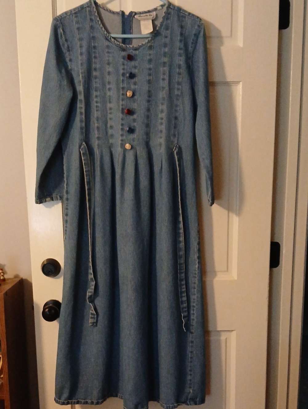 Alexandra Lee Light Blue Denim Long-Sleeve Dress with Decorative Buttons